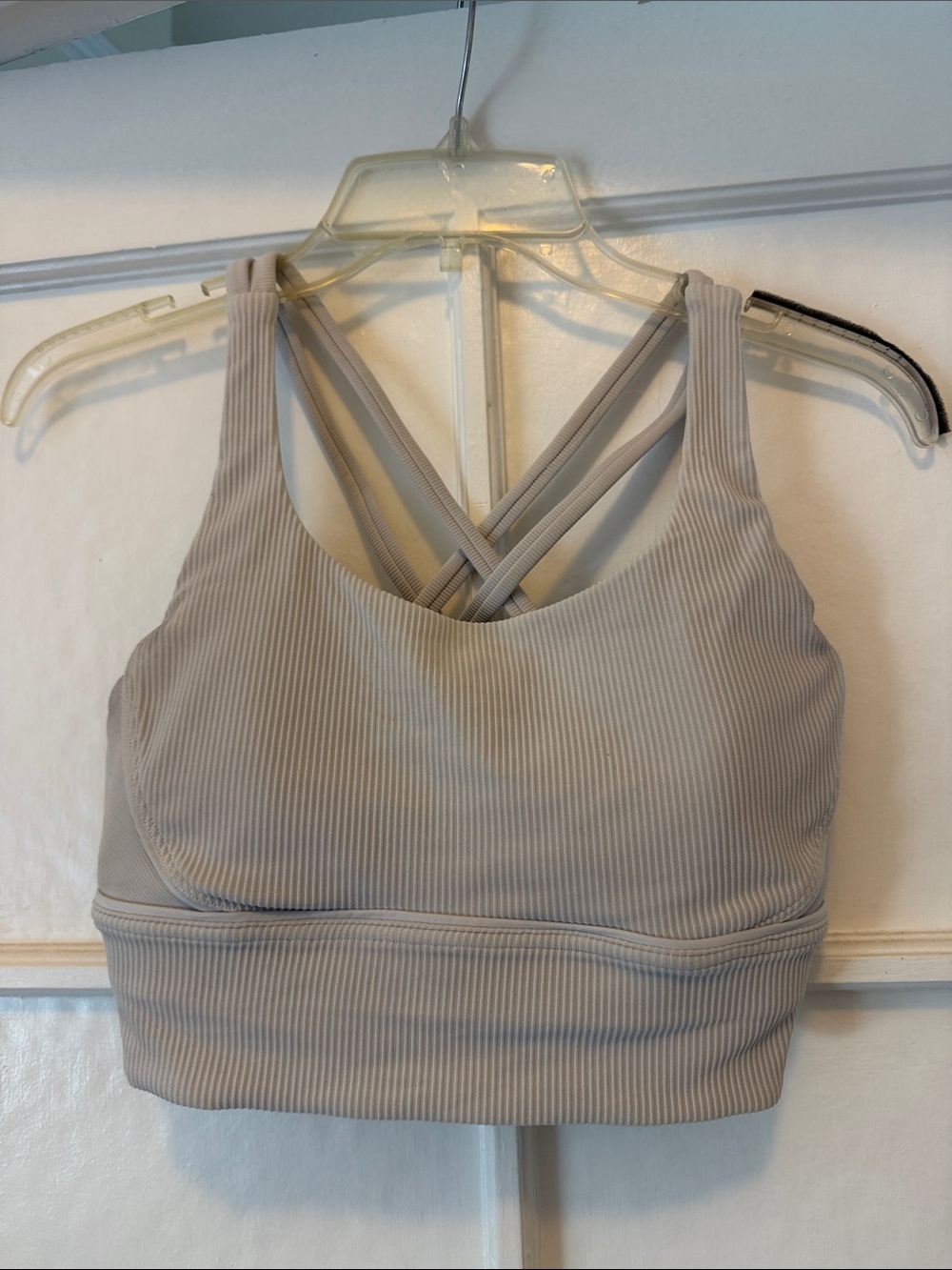 lululemon athletica Ribbed Cross-Back Sports Bra - Taupe